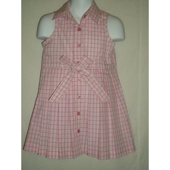 Kid Zone Pink Plaid Pleated Sleeveless Sun Summer Dress 2T Sundress Girls - Picture 3 of 12